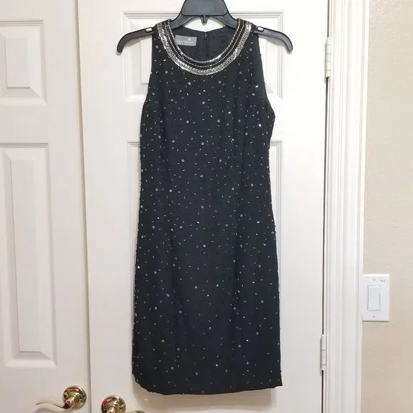 black and gold shift dress The Wolf Gang Irida Vest Dress | Black | Size XS